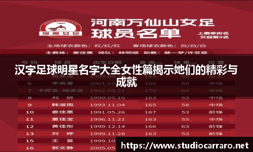 汉字足球明星名字大全女性篇揭示她们的精彩与成就
